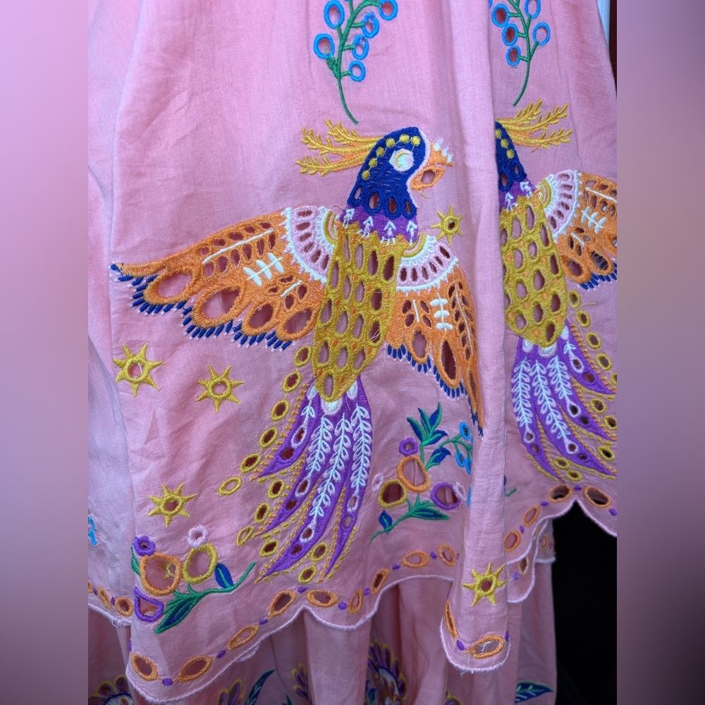 NWT Farm Rio Richelieu Crossed Front Parrot Midi Dress Pink Size M - Picture 4 of 9
